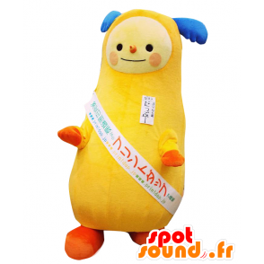 Maskot Dappuu, žlutý muž s modrýma elk rohy - MASFR25383 - Yuru-Chara japonské Maskoti