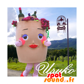 Miss Usuko maskot, kurv med bundter og flasker - Spotsound