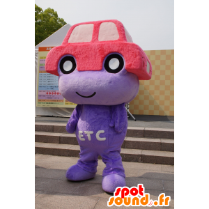ゆるキャラマスコット日本人 の 頭の上に赤い車で紫色の雪だるまのマスコット 色変更 変化なし 切る L 180 190センチ 撮影に最適 番号 服とは 写真にある場合 番号 付属品 番号