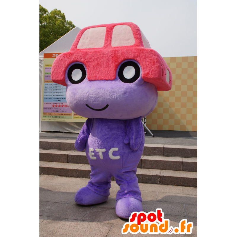 Mascote do boneco de neve roxo com um carro vermelho na cabeça - MASFR25393 - Yuru-Chara Mascotes japoneses