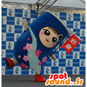 Liwakun mascot, blue fish, with flowers - MASFR25394 - Yuru-Chara Japanese mascots