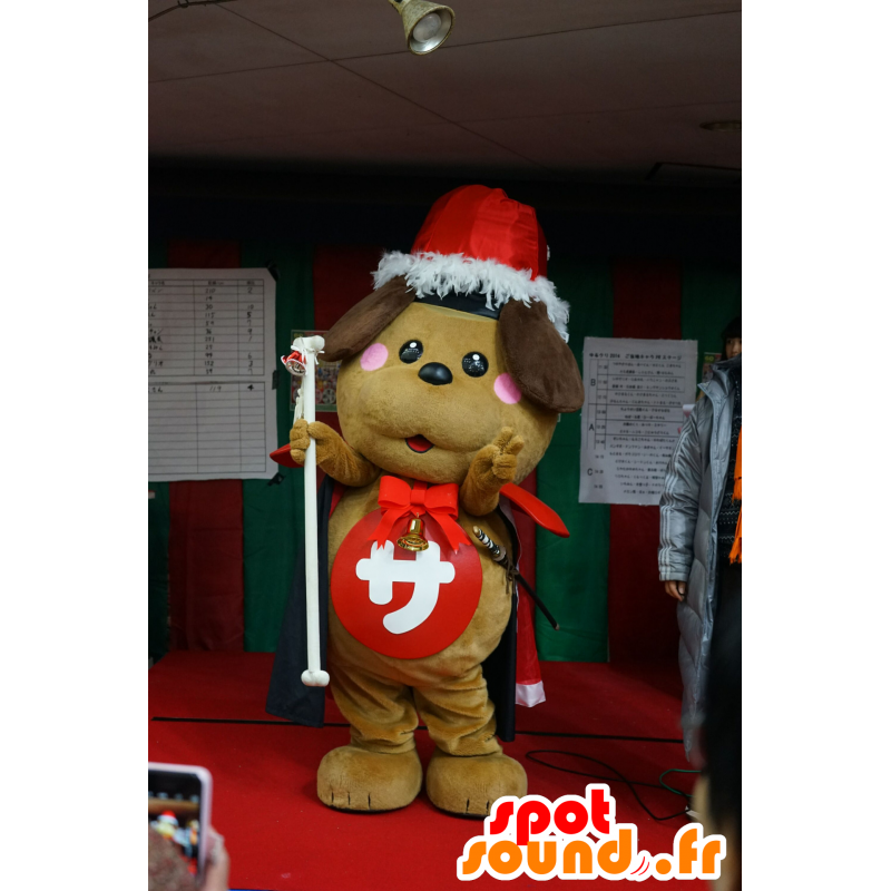 ゆるキャラマスコット日本人 の クリスマスの帽子と茶色の犬のマスコット 色変更 変化なし 切る L 180 190センチ 撮影に最適 番号 服とは 写真にある場合 番号 付属品 番号