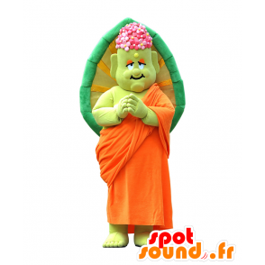 Mascota Shakame-kun, monje verde en el vestido tradicional de naranja - MASFR25433 - Yuru-Chara mascotas japonesas