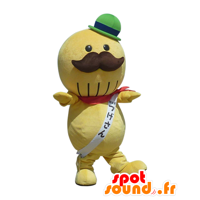 Mascot Tsuge-san, el hombre redondo, con un bigote con un sombrero - MASFR25490 - Yuru-Chara mascotas japonesas