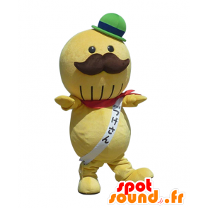 Mascot Tsuge-san, el hombre redondo, con un bigote con un sombrero - MASFR25490 - Yuru-Chara mascotas japonesas