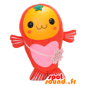 Mascot Taimi, fisk gul, rød og rosa, munter - MASFR25522 - Yuru-Chara japanske Mascots