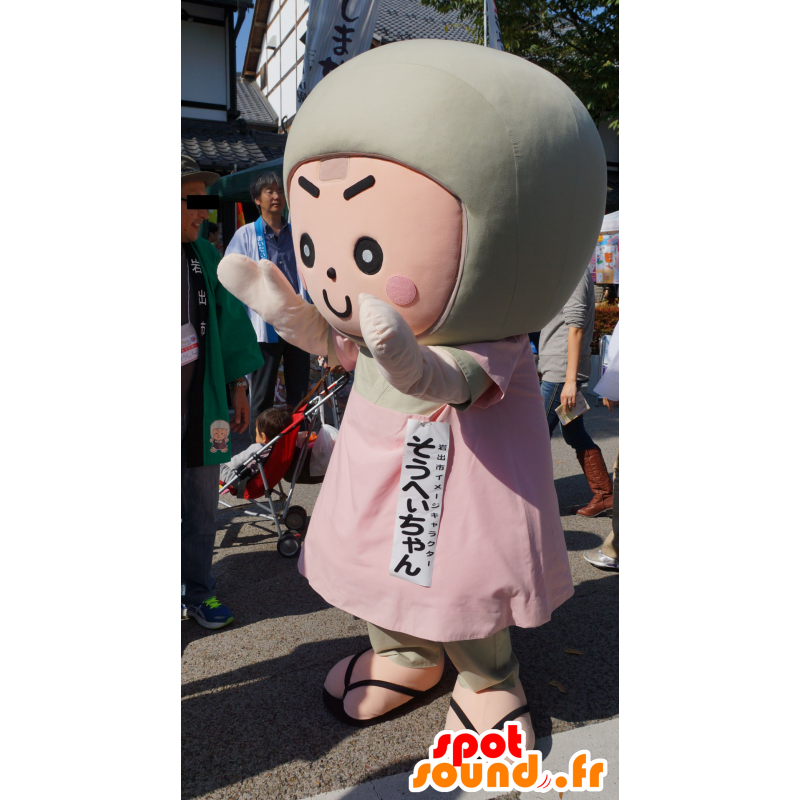 Asian maskot, šedé a růžové muž - MASFR25527 - Yuru-Chara japonské Maskoti