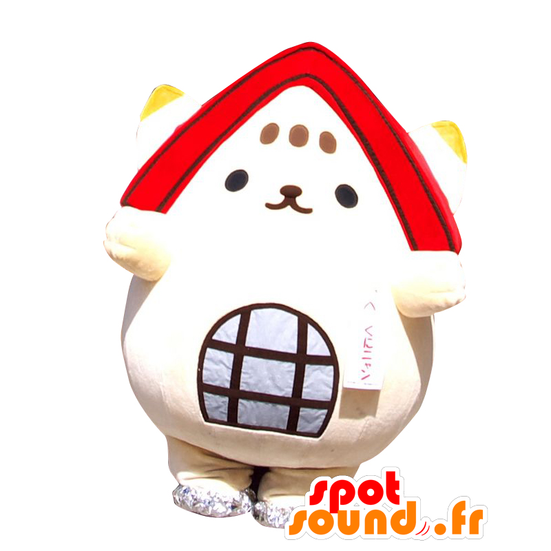 Mascot Kuninyan, witte kat, huis-vormige - MASFR25560 - Yuru-Chara Japanse Mascottes