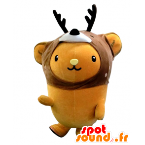 Kyun-chan Maskottchen, orange Teddybär mit einem Hirschkopf - MASFR25617 - Yuru-Chara japanischen Maskottchen