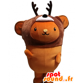 Mascotte de Kyun-chan, nounours orange, avec une tête de cerf - MASFR25617 - Mascottes Yuru-Chara Japonaises