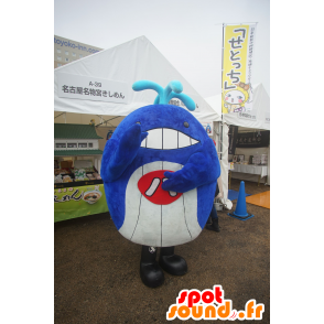 Mascotte de baleine bleue et blanche, avec une cape rouge - MASFR25635 - Mascottes Yuru-Chara Japonaises