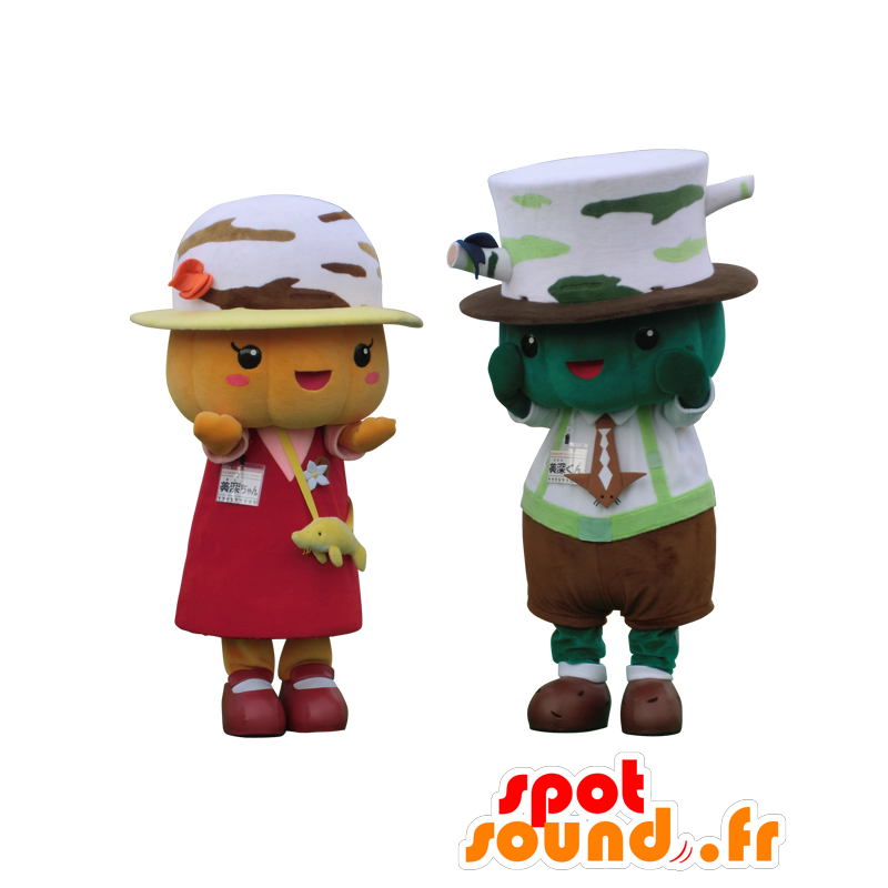 Mascots of Bifuka-kun and Mimi-chan, colorful characters - MASFR25645 - Yuru-Chara Japanese mascots