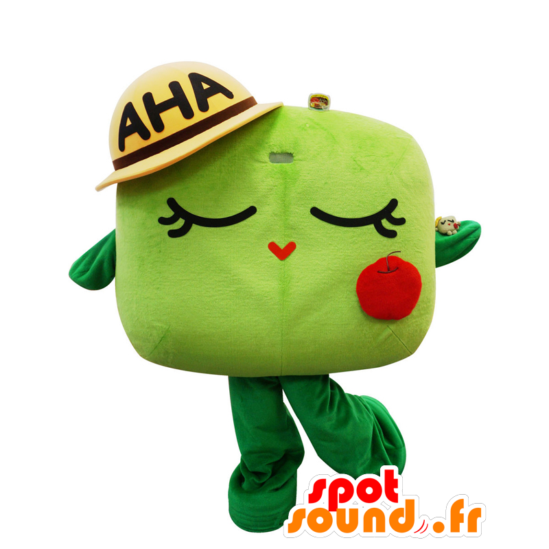 Mascot Ahako, groen en rood man met een hoed - MASFR25669 - Yuru-Chara Japanse Mascottes