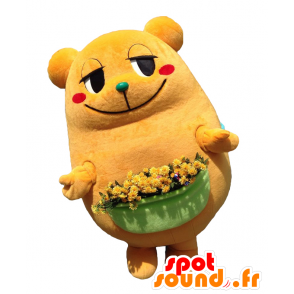 Mascot Mikarun, orange bamse med en blomsterpotte - MASFR25677 - Yuru-Chara japanske Mascots