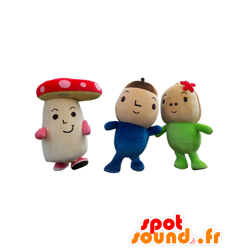 Mascots Bankei 3 brothers and a giant mushroom - MASFR25720 - Yuru-Chara Japanese mascots