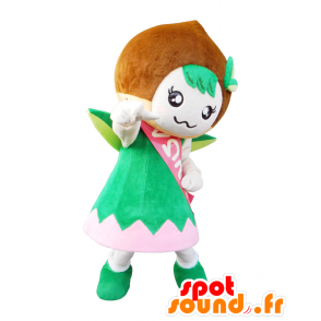 Kurimin mascotte, pupazzo di neve, verde elfo e bianco, allegro - MASFR25721 - Yuru-Chara mascotte giapponese