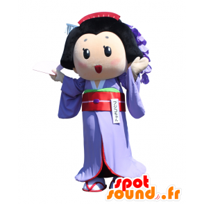 Mascot Fujiko-chan, asiatisk kvinne, i tradisjonell kjole - MASFR25742 - Yuru-Chara japanske Mascots