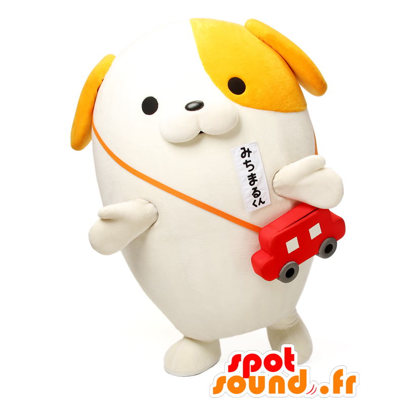 ゆるキャラマスコット日本人 の マスコットmichimaruくん 白とオレンジの犬 ジャイアント 色変更 変化なし 切る L 180 190センチ 撮影に最適 番号 服とは 写真にある場合 番号 付属品 番号