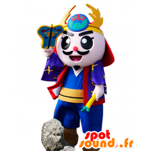 Mascot Gosamaru, samurai blauwe jurk, geel en rood - MASFR25888 - Yuru-Chara Japanse Mascottes