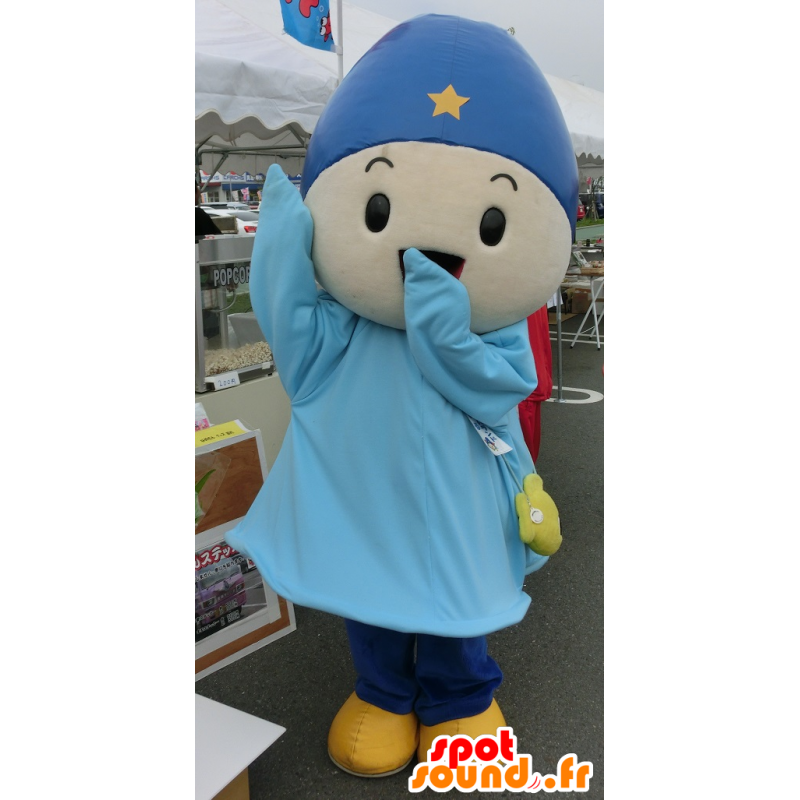 Mascote Boy no equipamento azul com uma tampa - MASFR25941 - Yuru-Chara Mascotes japoneses