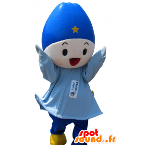 Boy Maskottchen in blauen Outfit mit einem Hut - MASFR25941 - Yuru-Chara japanischen Maskottchen