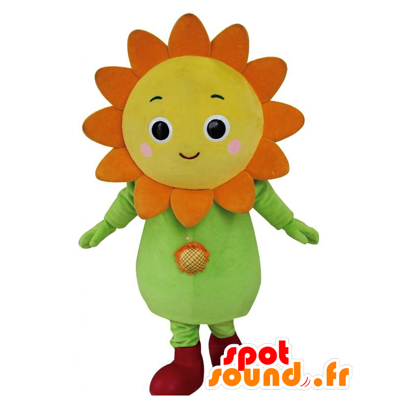 Mascotte d'Himawari, tournesol jaune, orange et vert - MASFR25996 - Mascottes Yuru-Chara Japonaises