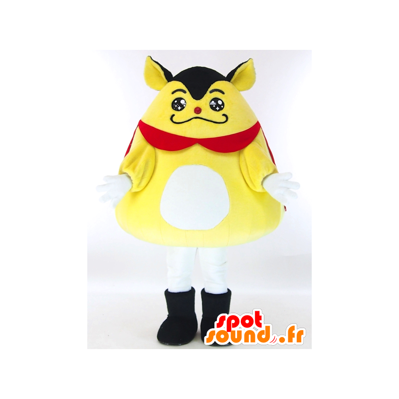 Mascot Kurayan, keltainen kettu punainen viitta kohteessa Mascottes  Yuru-Chara Japonaises Värinvaihto Ei muutosta Leikata L (180-190 cm)  Luonnos ennen valmistusta (2D) Ei Vaatteiden kanssa? (jos valokuvassa) Ei  Lisätarvikkeet Ei