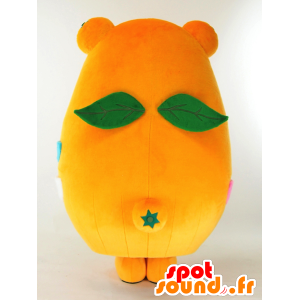 Urso laranja Mascot Mikarun com um bolso e asas - MASFR26028 - Yuru-Chara Mascotes japoneses