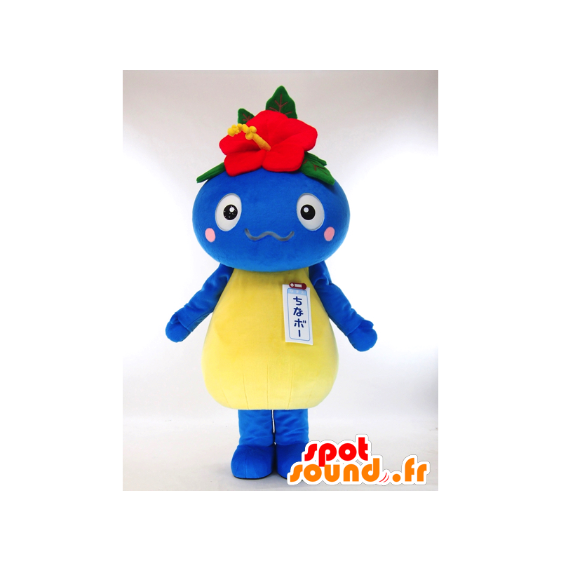 Chinabo Maskottchen, blauer Fisch mit einer Blume auf ihrem Kopf - MASFR26044 - Yuru-Chara japanischen Maskottchen