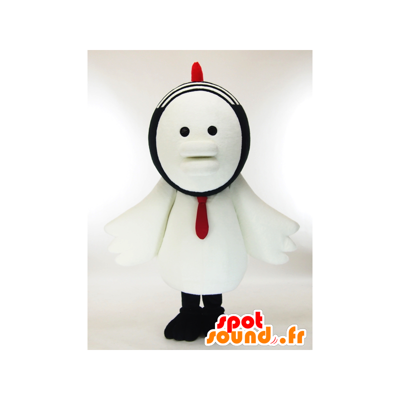 Gabukichi mascot, white hen with a black cap - MASFR26050 - Yuru-Chara Japanese mascots