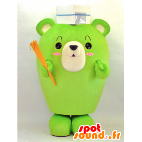 Mascotte de nounours cuisinier vert - MASFR26064 - Mascottes Yuru-Chara Japonaises