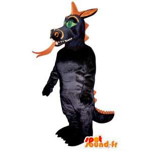 Dragon mascot black and orange. Dragon costume - MASFR006882 - Dragon mascot