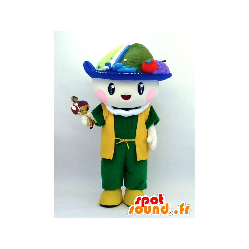 Tsunopyon mascot dressed man in yellow and green - MASFR26098 - Yuru-Chara Japanese mascots