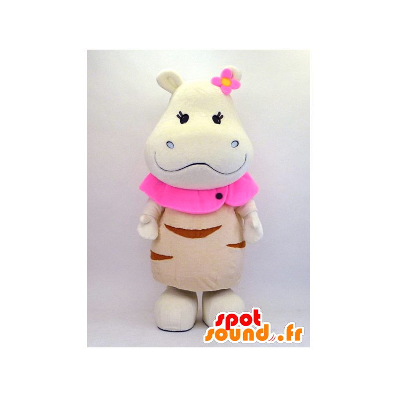 Mascot Hippo, hvite flodhest - MASFR26105 - Yuru-Chara japanske Mascots