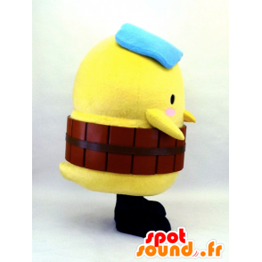 Mascotte de Yu-Tsupi, poussin jaune avec un béret bleu - MASFR26129 - Mascottes Yuru-Chara Japonaises