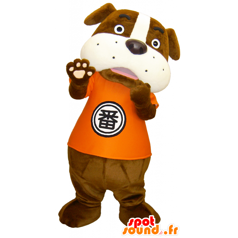 ゆるキャラマスコット日本人 の 茶色の犬のマスコット 白とオレンジ 色変更 変化なし 切る L 180 190センチ 撮影に最適 番号 服とは 写真にある場合 番号 付属品 番号
