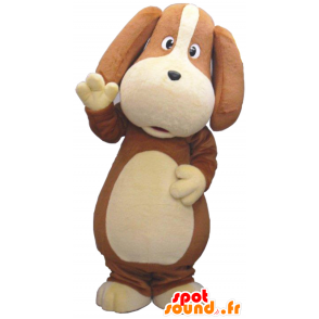 Mascotte de Maruhan Chiba Kitamise, chien marron et beige, rigolo - MASFR26236 - Mascottes Yuru-Chara Japonaises