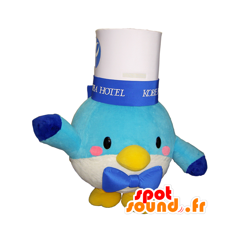 Mascotte de Poppi kun, oiseau blanc et bleu, très rigolo - MASFR26255 - Mascottes Yuru-Chara Japonaises