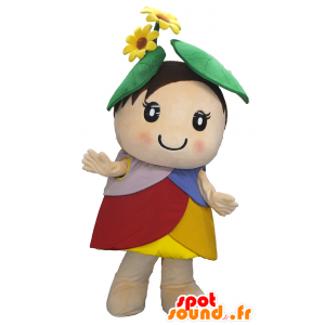 Mascotte Fukichi-chan, a forma di fiore bambino verde e giallo - MASFR26300 - Yuru-Chara mascotte giapponese