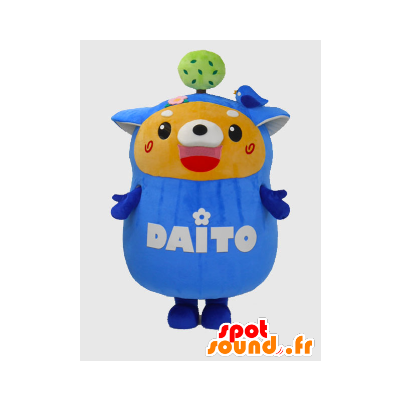 Mascot Daito, blå hund med et tre og en fugl - MASFR26367 - Yuru-Chara japanske Mascots