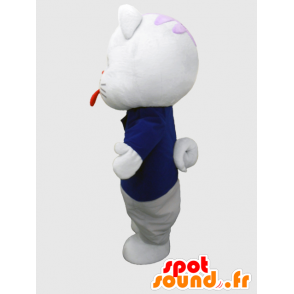 Mascota Toraisu, gato blanco, vestido con un traje negro - MASFR26373 - Yuru-Chara mascotas japonesas