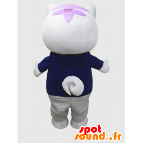 Toraisu mascot, white cat, dressed in a black suit - MASFR26373 - Yuru-Chara Japanese mascots