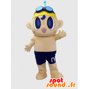 Nisupo maskot, modrá a žlutá chlapec s koupací čepice - MASFR26374 - Yuru-Chara japonské Maskoti