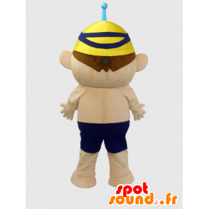 Nisupo maskot, blå og gul gutt, med en badehette - MASFR26374 - Yuru-Chara japanske Mascots