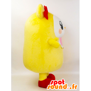 Mascotte Akita, osos de peluche amarillo y blanco, muy jovial - MASFR26376 - Yuru-Chara mascotas japonesas