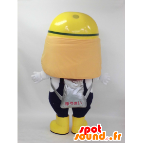 Mascotte Hitomachi bouta, uomo bianco con un casco giallo - MASFR26396 - Yuru-Chara mascotte giapponese