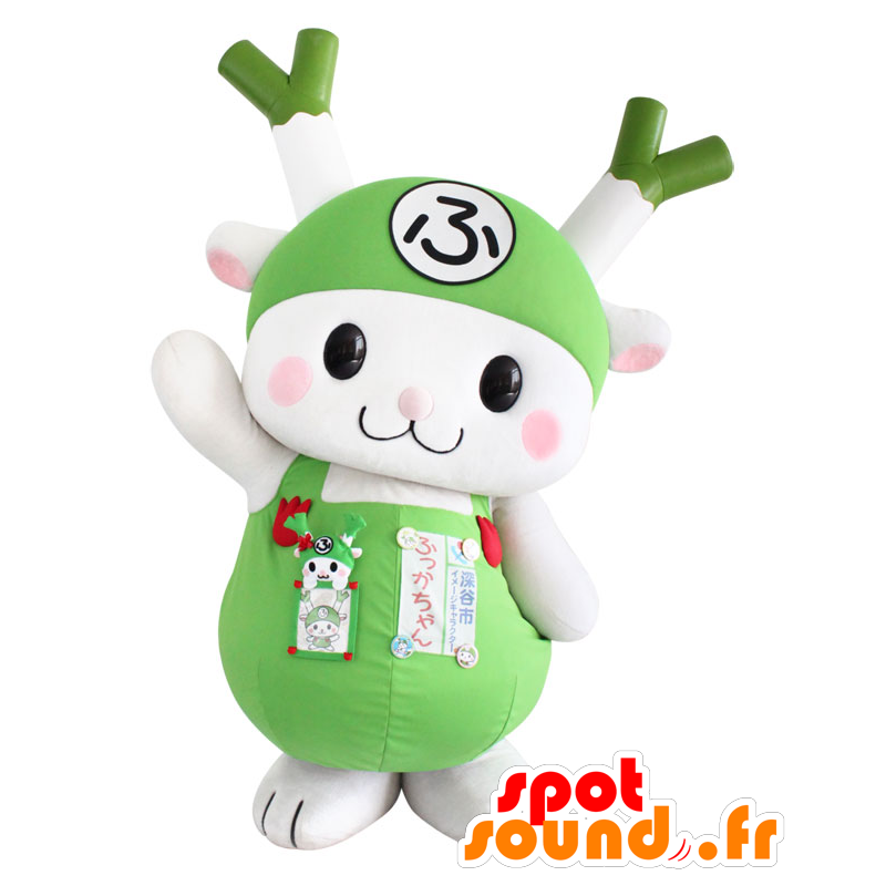 Mascot Kachan, weißes Kaninchen mit Gemüse auf dem Kopf - MASFR26400 - Yuru-Chara japanischen Maskottchen