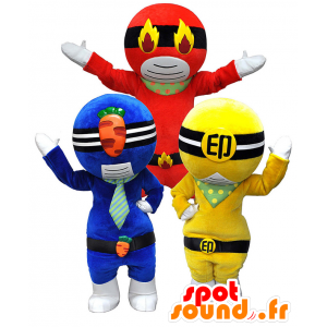 ゆるキャラマスコット日本人 の 黄色 赤と青の服を着てヘルメットをかぶったスーパーヒーローのマスコット 色変更 変化なし 切る L 180 190センチ 撮影に最適 番号 服とは 写真にある場合 番号 付属品 番号