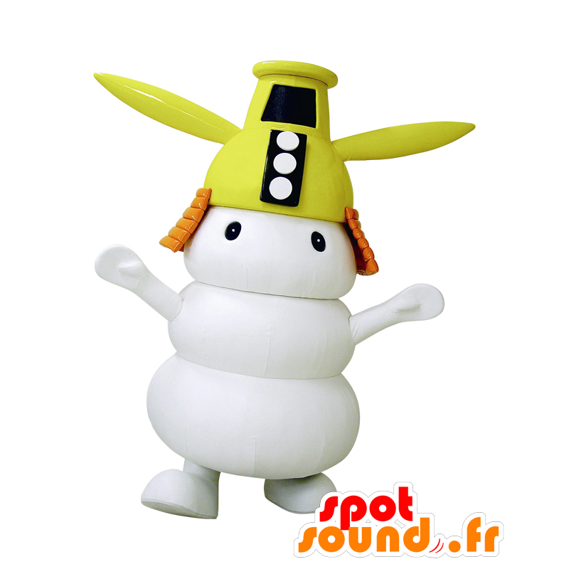 Mascot Shiromochi-Kun, white man with a yellow helmet - MASFR26461 - Yuru-Chara Japanese mascots