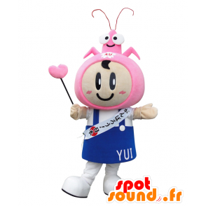 Meisje mascotte met een kreeft op haar hoofd en een blauwe schort - MASFR26495 - Yuru-Chara Japanse Mascottes